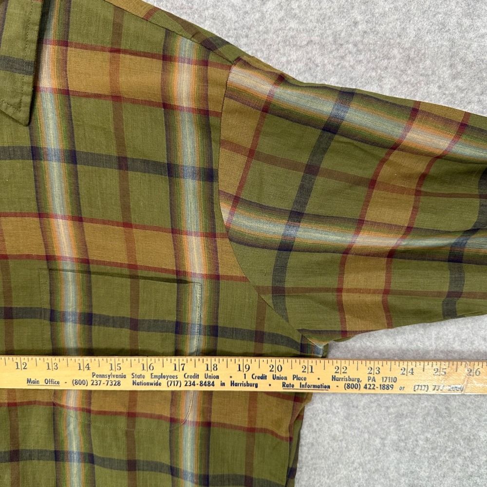 Vintage Du Mauriet Plaid Shirt Olive Quiet Luxury Old Money Mens M - Picture 4 of 6